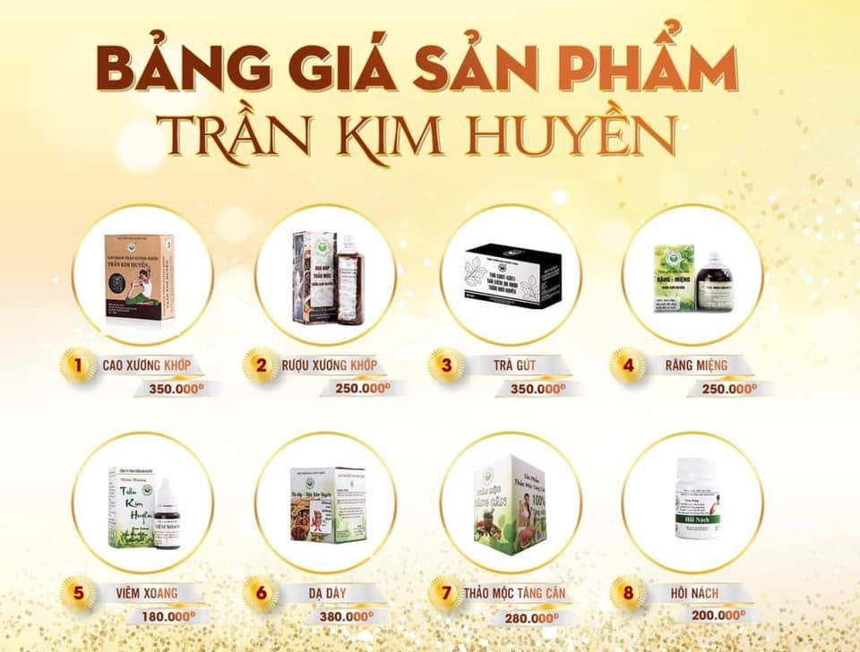 Bảng giá sản phẩm Trần Kim Huyền 2